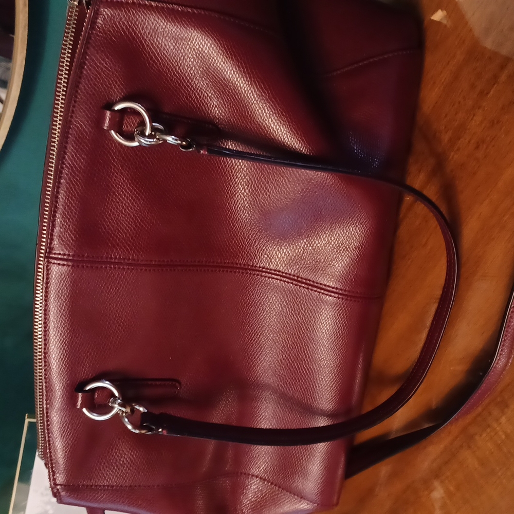 Coach "Christie" carryall in burgundy crossgrain leather